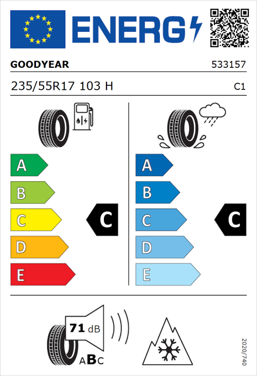 Tyre Label for Goodyear Vector 4Seasons SUV Gen-2 235/55R17 103H