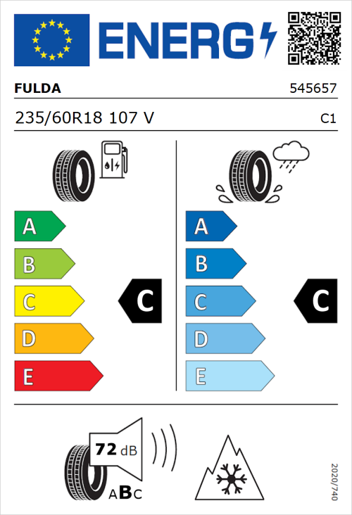 Tyre Label for Fulda MultiControl SUV 235/60R18 107V